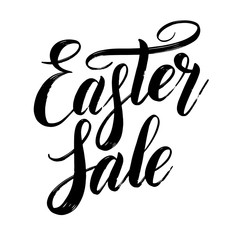 Easter Sale. Dry brush lettering. Design element. Black isolated cursive. Calligraphic style. Hand written inscription. Vector script.