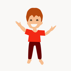 Bright illustration with smiling boy. Isolated boy with white background.
