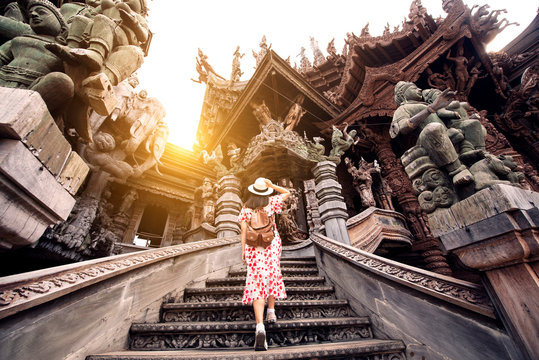 Tourist at Sanctuary of Truth, Pattaya, Thailand
