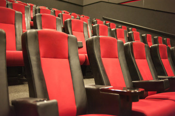 Lviv, Ukraine - 04.02.2019: Planeta Kino cinema theatre before morning presentation. The cinema house. Inside. Mock up © alipko