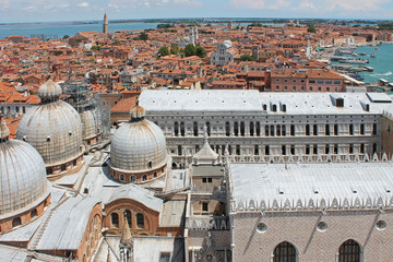 Fototapeta na wymiar Top view of the domes of St. Mark's Cathedral in Venice Italy