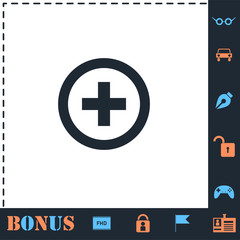 Medical cross icon flat
