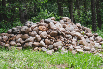 Pile of stones and rocks for construction