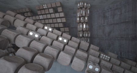 Fototapeta premium Empty abstract brown concrete room smooth interior. Architectural background. 3D illustration and rendering