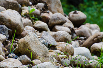 Pile of stones and rocks for construction