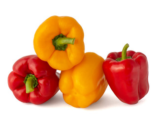 Sweet ripe red and yellow bell peppers for healthy eating and diet