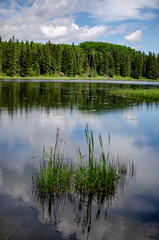 Fototapeta na wymiar Tranquil landscape scene at Hickey Lake at Duck Mountain Provincial Park