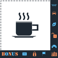 Coffee cup icon flat