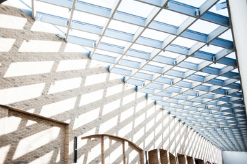 Naklejka premium Metal construction of the roof in the mall