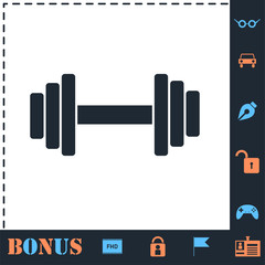 Barbell icon flat