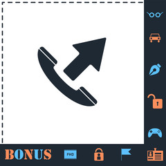 Phone call outgoing icon flat