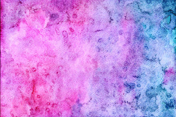 Abstract magenta watercolor background. Aquarelle shades paper textured illustration for design.