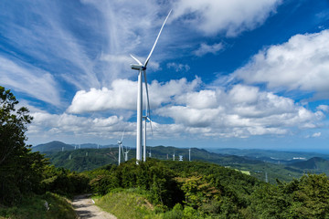Yhe Wind mill tower on the hill