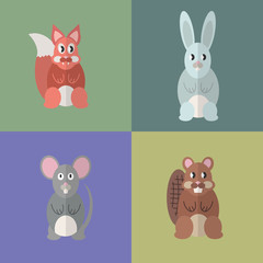 Flat design style animal avatar icon set. Vector illustration.