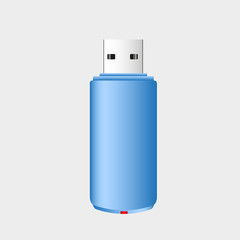 The blue flash drive is realistic