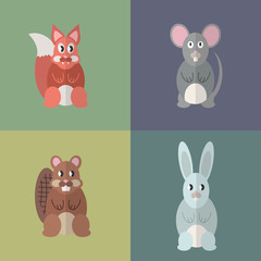 Fototapeta premium Flat design style animal avatar icon set. Vector illustration.
