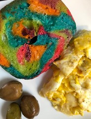 Rainbow Bagel and Egg Plate