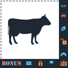 Cow icon flat