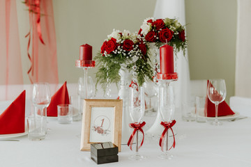 reception table setting at the wedding reception