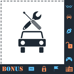 Car service icon flat