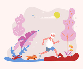 Old man with his dog