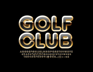 Vector chic logo Golf Club with elite Black and Golden Font. Elegant Alphabet Letters, Numbers and Symbols