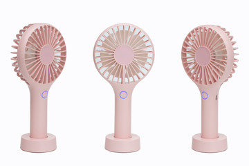 Pink small fan for carry on white background