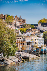 City Palace and Pichola lake in Udaipur, India, 