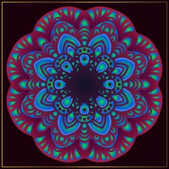 Vintage rounded mandala art with abstract floral motifs