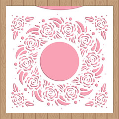 Template for laser cutting. Envelope for wedding invitation. Vector