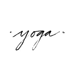 Hand lettering Yoga logo letters. Can be printed on greeting cards, paper and textile designs.