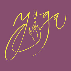 Hand lettering Yoga logo letters. Can be printed on greeting cards, paper and textile designs.