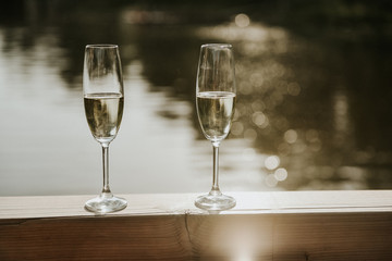 glasses of champagne on a table