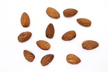 almonds isolated on white background