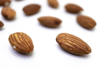 almonds isolated on white background