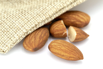 almonds isolated on white background