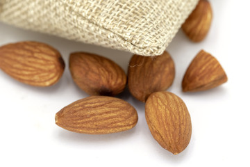 almonds isolated on white background