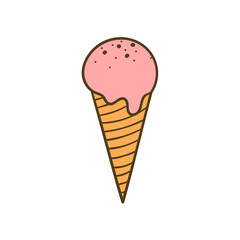 Colored illustration of a tasty ice cream corn