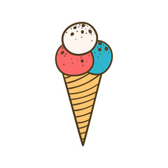 Colored illustration of a tasty ice cream corn