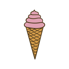 Colored illustration of a tasty ice cream corn