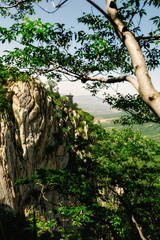 Trail and cliffs in Songshan Mountain, Dengfeng, China. Songshan is the tallest of the 5 sacred mountains