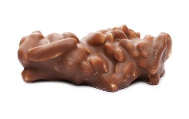 Chocolate, candy isolated on white background, macro