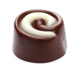 Chocolate, candy isolated on white background, macro