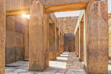 Giza Temple near the Great Sphinx,  view from inside, Egypt
