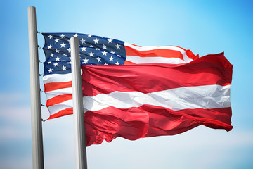 Flags of Latvia and the USA