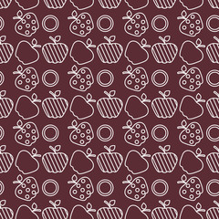 Seamless pattern with apples. Fruit background.