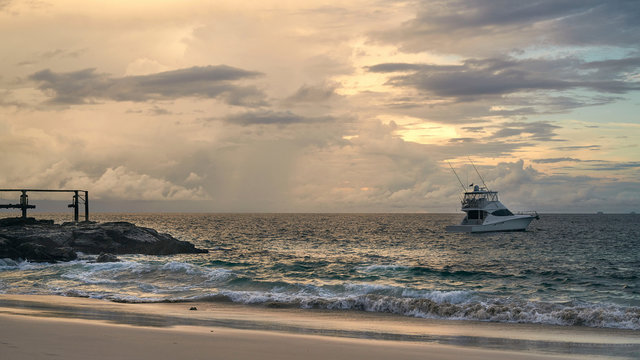 East pacific sunset on Contadora island, archipelago Las Perlas, Panama