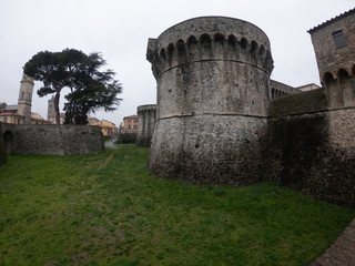 Fototapeta na wymiar The front of Citadel fortress of Firmafede in Sarzana Italy