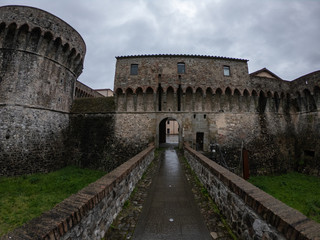 Fototapeta na wymiar The Citadel fortress of Firmafede in Sarzana Italy, front