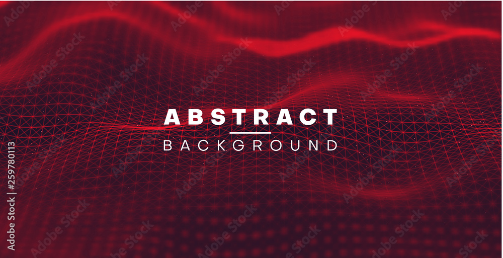Wall mural abstract digital background with red surface, network texture.